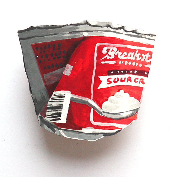 Breakstone sour cream, gouache on recycled cardboard, 7×5 in, 2018